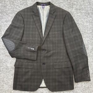 The Savile Row Co London Aberdeen‎ sport coat men's 40R gray plaid elbow patches